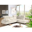 ECKSOFA Greige Flachgewebe Rücken echt, Kopfteilverstellung, Sitzvorzug  - Greige/Schwarz, MODERN, Textil/Metall (258/210cm) - Landscape