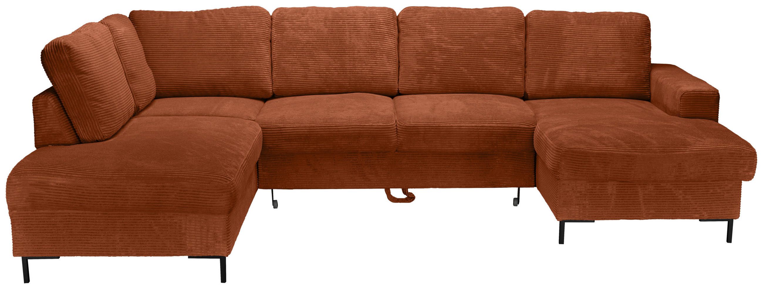 WOHNLANDSCHAFT Rostfarben Cord  - Rostfarben/Schwarz, KONVENTIONELL, Textil/Metall (197/303/148cm) - Carryhome