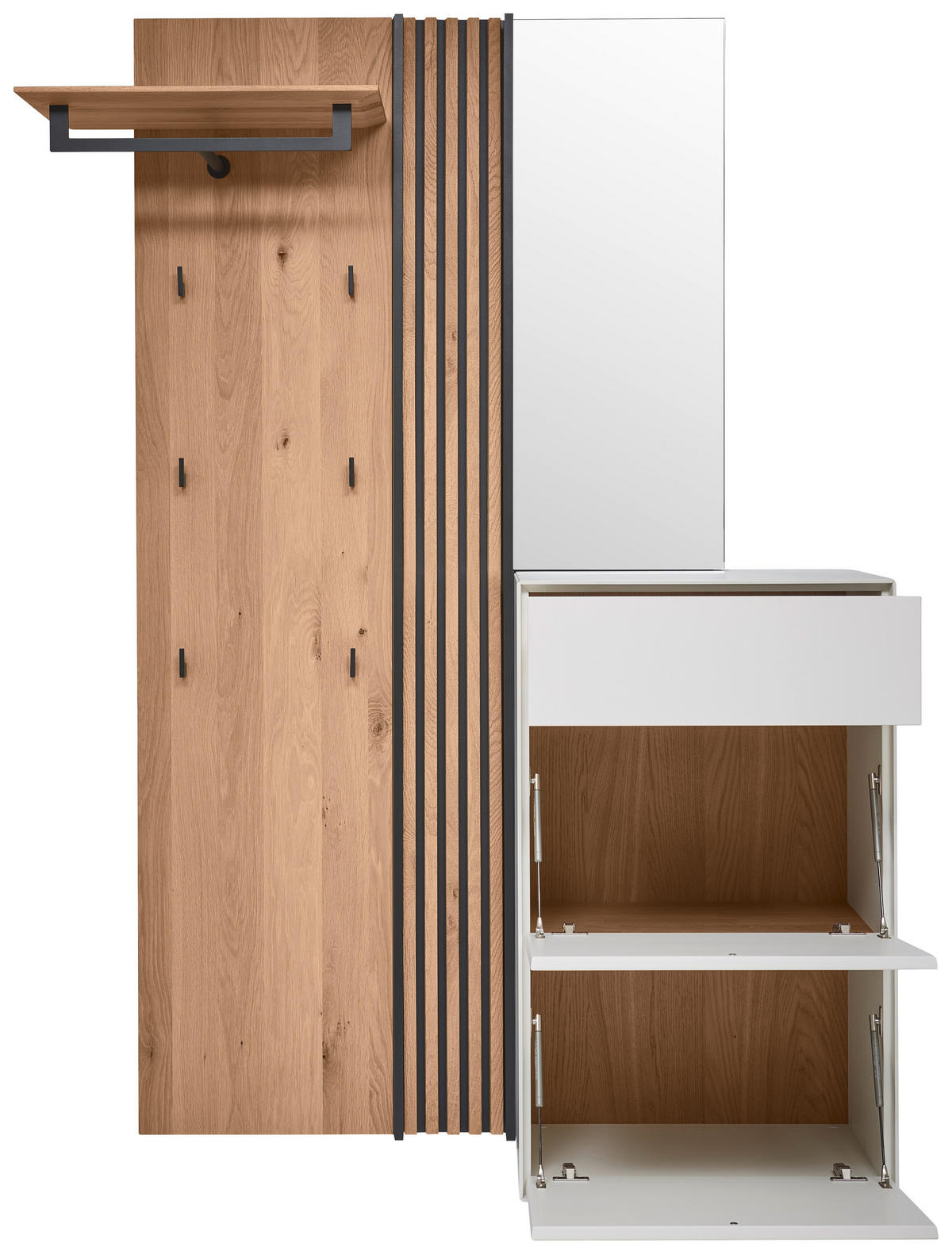 GARDEROBE 3-teilig  in 125/196/39 cm  - Eichefarben/Weiß, Design, Glas/Holz (125/196/39cm) - Johann Jakob