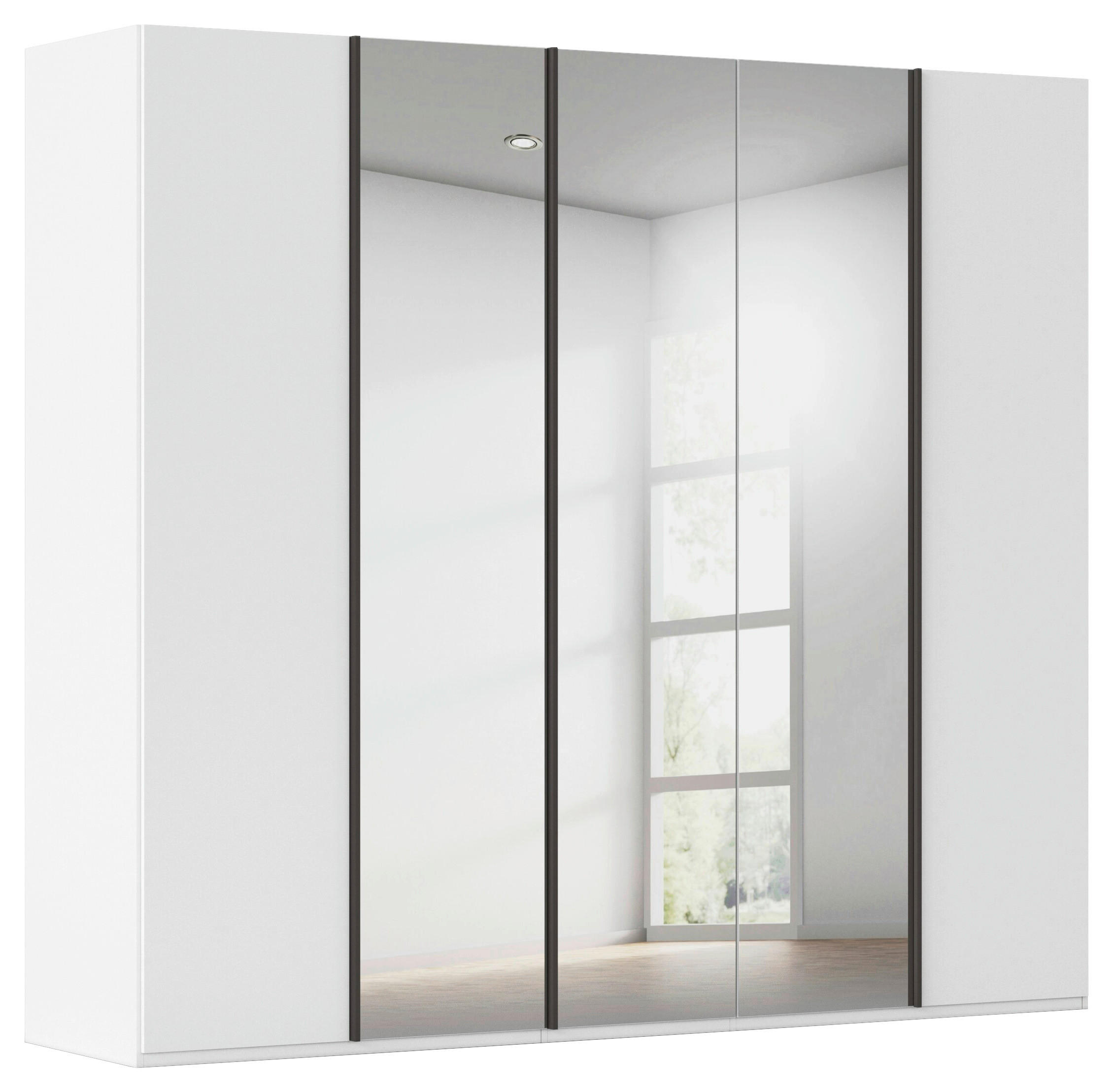 DREHTÜRENSCHRANK 251/223/61 cm,  in Weiß, 5-türig  - Graphitfarben/Weiß, Basics, Glas/Holzwerkstoff (251/223/61cm) - Novel