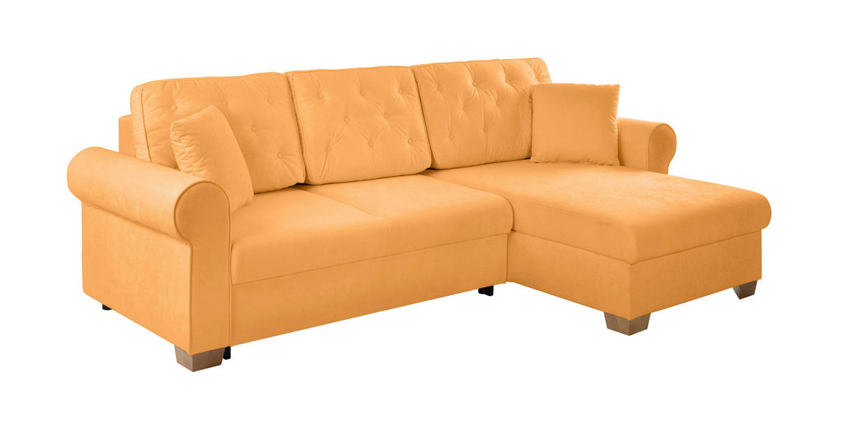 ECKSOFA Arles Gelb  - Gelb/Buchefarben, Design, Holz/Textil (266/161cm) - MID.YOU
