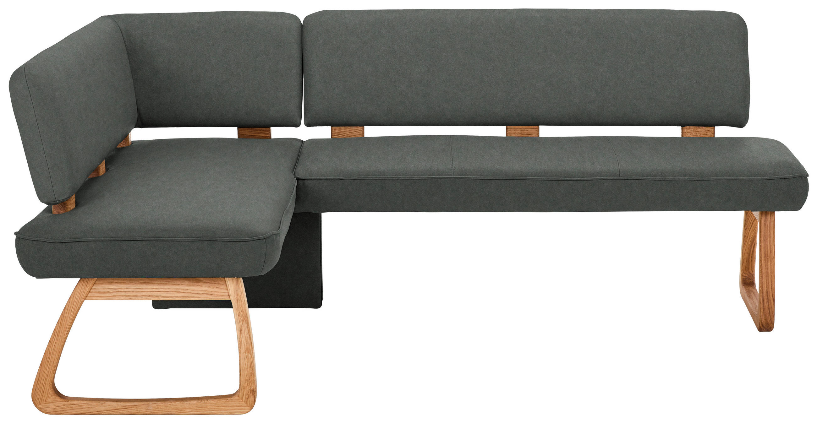 ECKBANK 155/208 cm Webstoff, Mikrofaser Dunkelgrau Eiche vollmassiv   - Dunkelgrau, KONVENTIONELL, Holz/Textil (155/208cm) - Venda