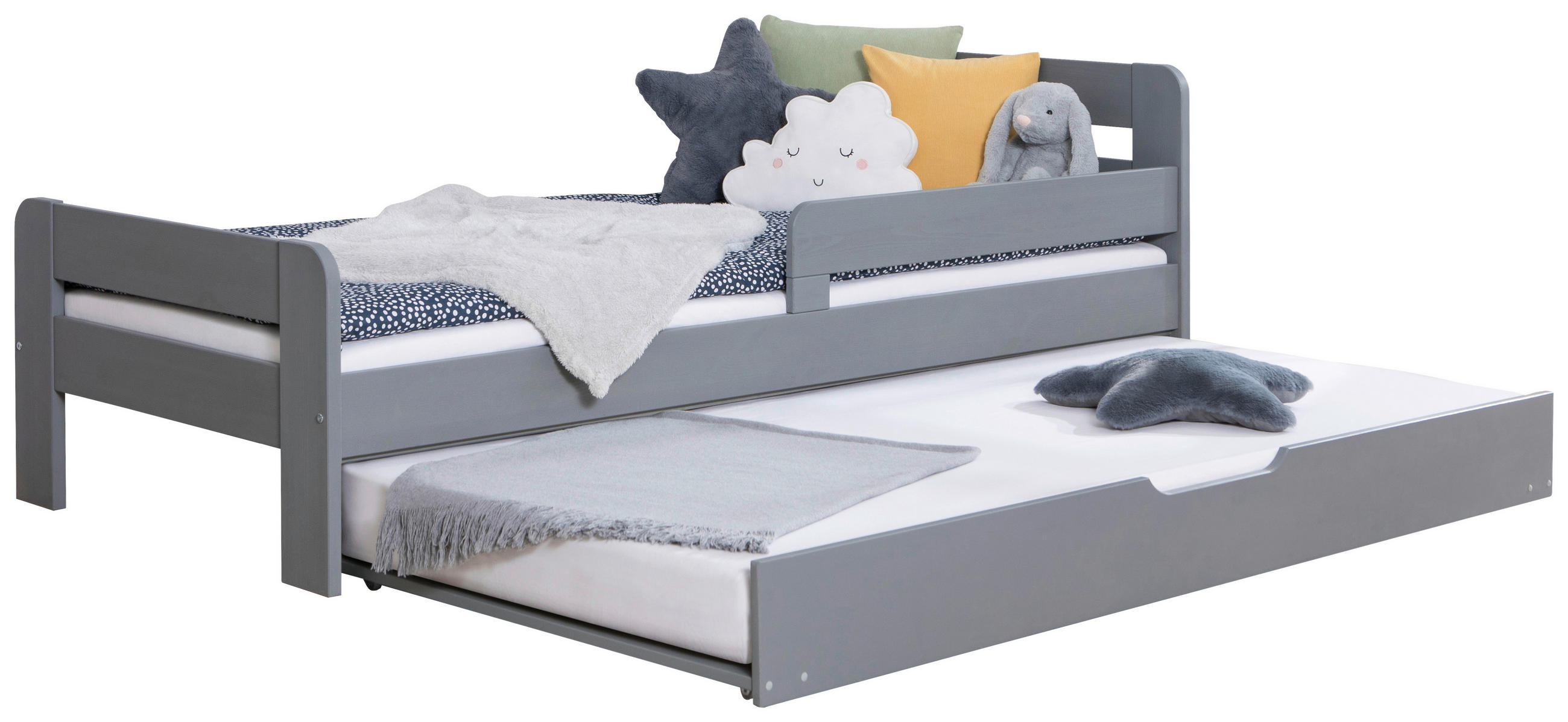AUSZIEHBETT 120/200 cm  in Hellgrau  - Hellgrau, MODERN, Holz (120/200cm) - MID.YOU