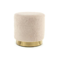 HOCKER Plüsch Goldfarben, Beige  - Beige/Goldfarben, Basics, Textil/Metall (35/35/35cm) - Kayoom