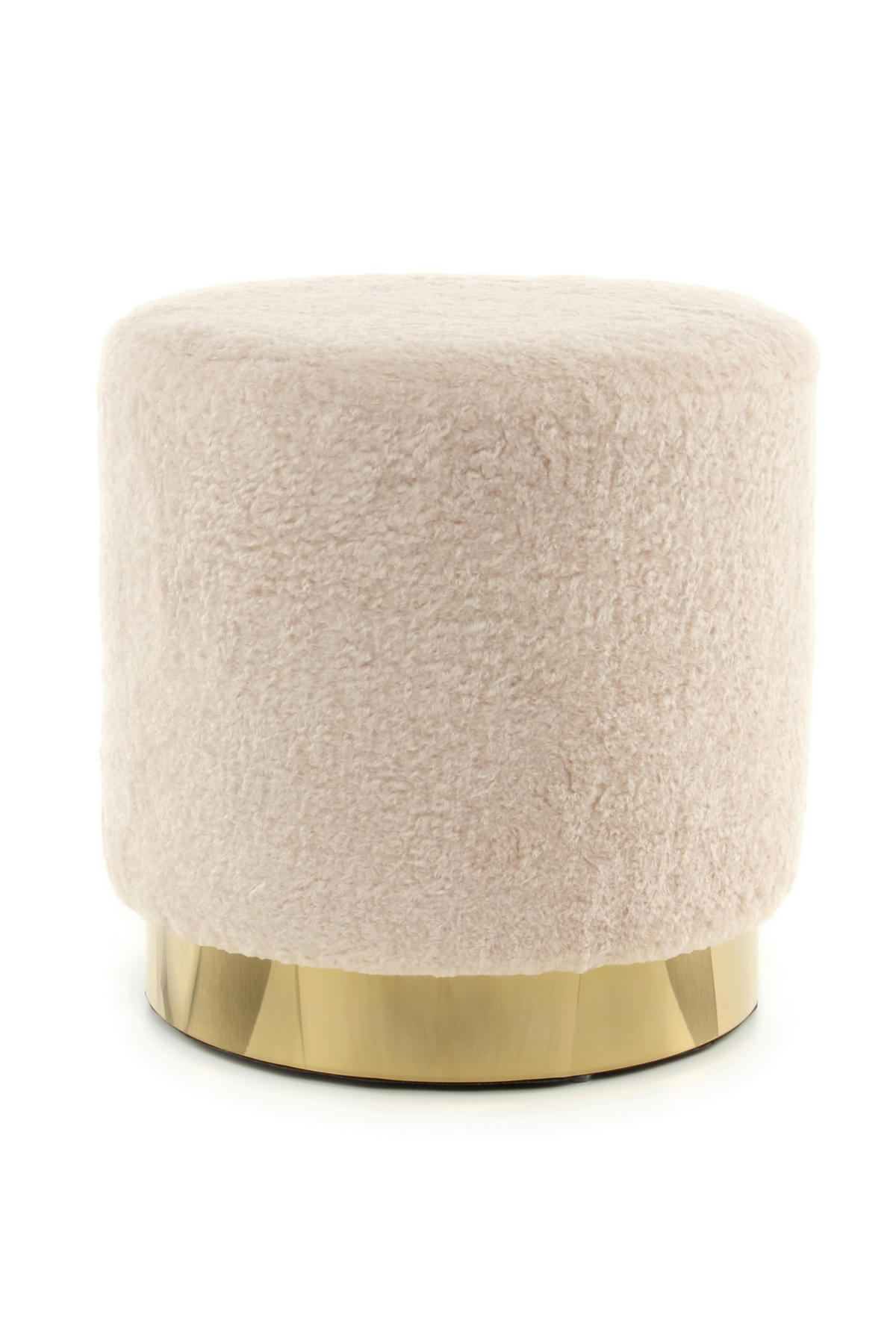 HOCKER Plüsch Goldfarben, Beige  - Beige/Goldfarben, Basics, Textil/Metall (35/35/35cm) - Kayoom