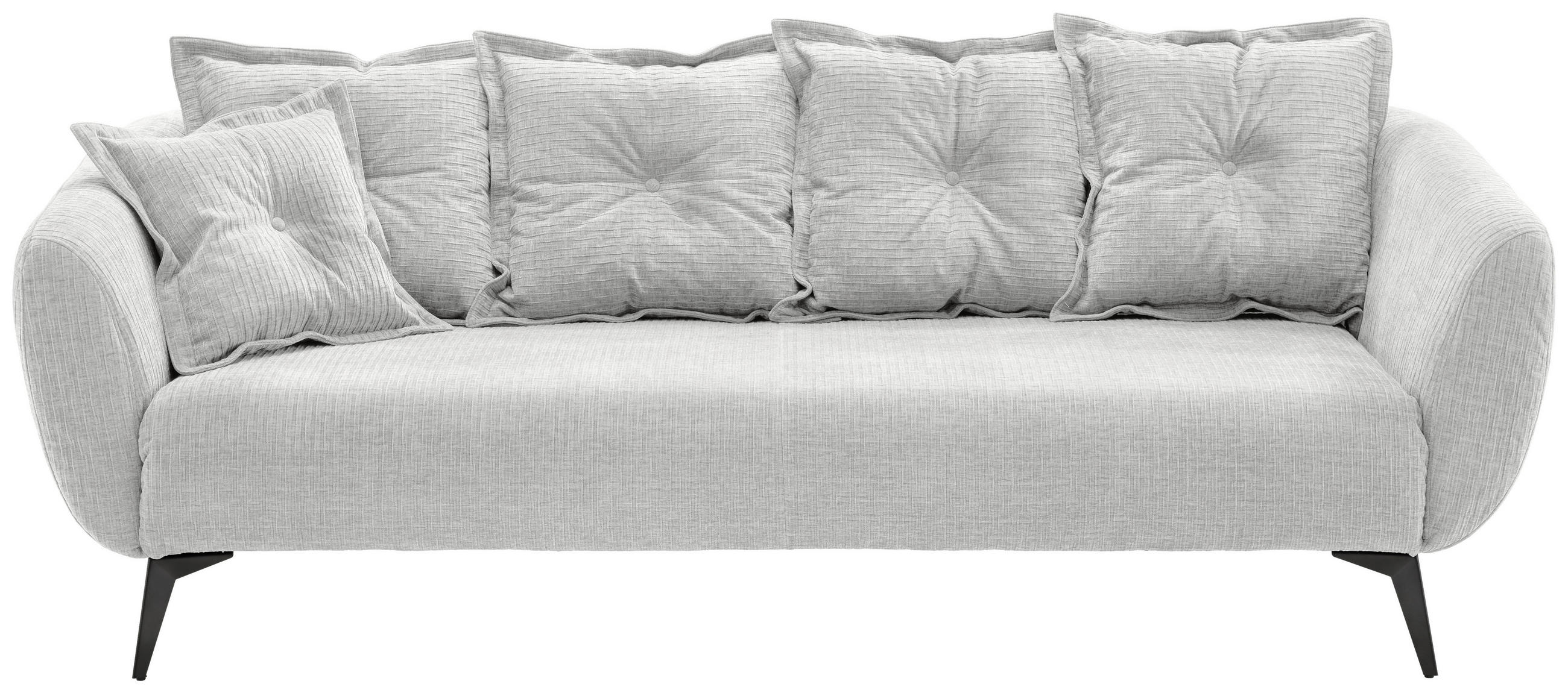 3-SITZER-SOFA in Mikrofaser Weiss  - Weiss/Schwarz, Modern, Textil/Metall (236/94/103cm) - Livetastic