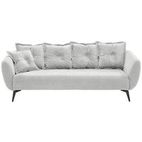 3-SITZER-SOFA in Mikrofaser Weiss  - Weiss/Schwarz, Modern, Textil/Metall (236/94/103cm) - Livetastic