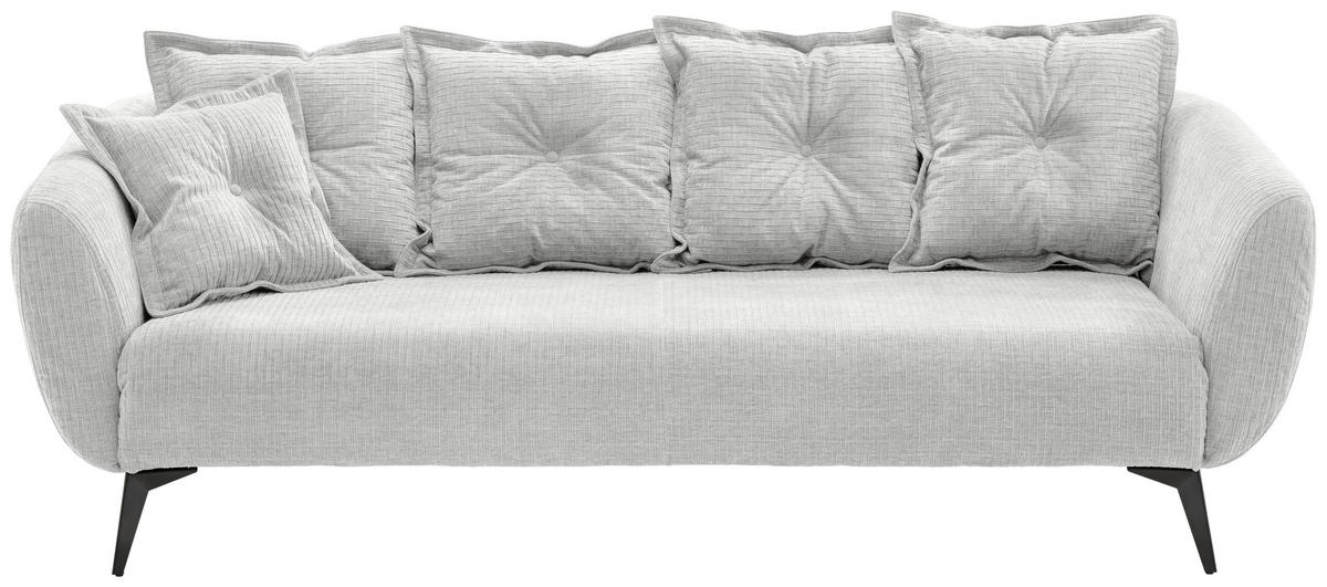 3-SITZER-SOFA in Mikrofaser Weiss  - Weiss/Schwarz, Modern, Textil/Metall (236/94/103cm) - Livetastic