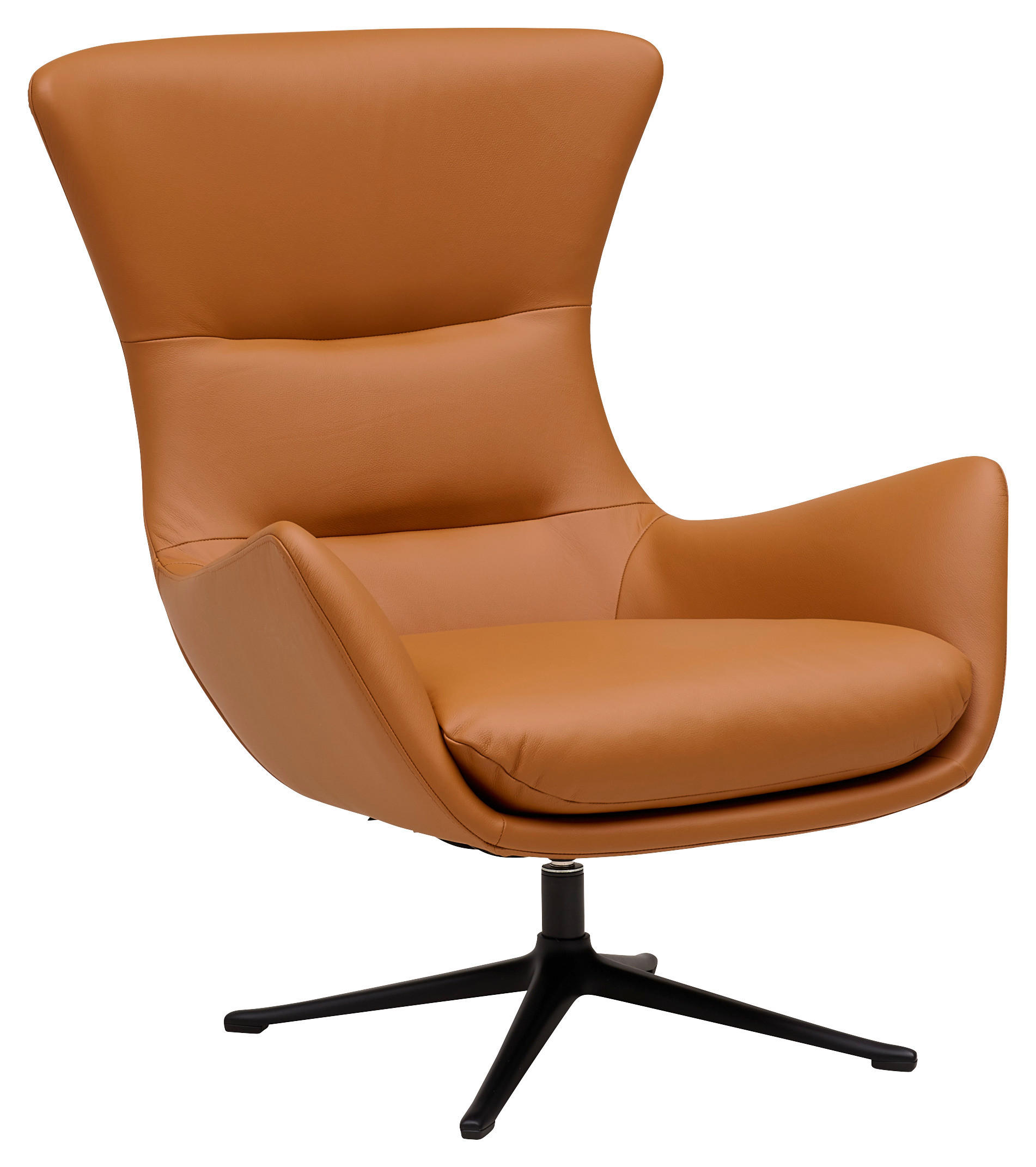 OHRENSESSEL in Echtleder Cognac  - Cognac/Schwarz, Design, Leder/Metall (84/104/96cm) - home24