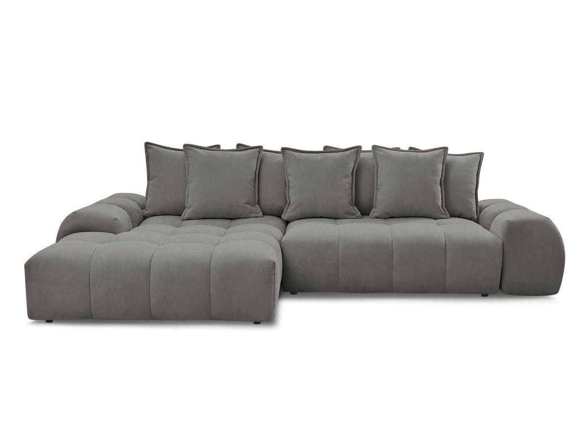 ECKSCHLAFSOFA EVEREST  mit Rücken echt, Armteil links, Armteil rechts Struktur Dunkelgrau  - Dunkelgrau/Schwarz, MODERN, Kunststoff/Textil (180/318cm) - Livetastic