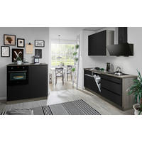 KÜCHENLEERBLOCK 210/120 cm  in Schwarz, Eiche grau  - Eiche grau/Schwarz, Design, Holzwerkstoff/Metall (210/120cm) - Welnova