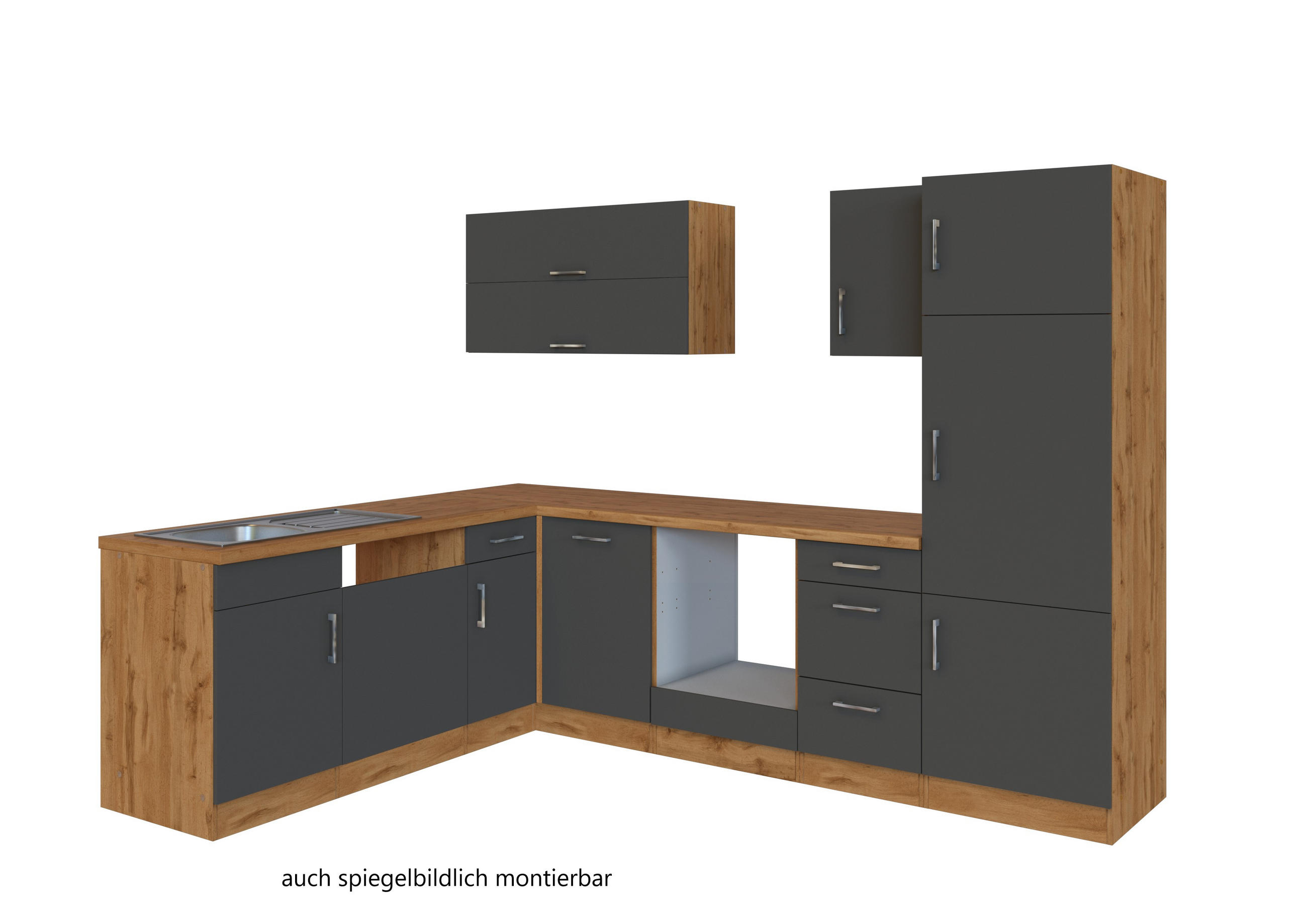 ECKKÜCHE 210/270 cm  in Anthrazit  - Eichefarben/Anthrazit, MODERN, Holzwerkstoff (210/270cm) - Held