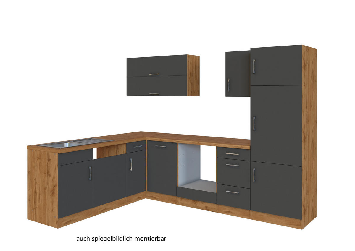ECKKÜCHE 210/270 cm  in Anthrazit  - Eichefarben/Anthrazit, Modern, Holzwerkstoff (210/270cm) - Held