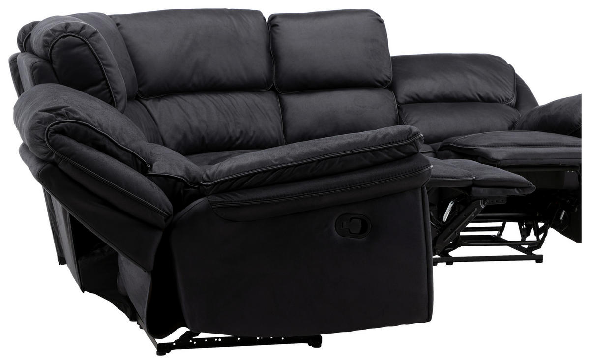 ECKSOFA Eckteil  Schwarz Lederlook (vegan)  - Schwarz, Design, Textil (338/338cm) - Livetastic