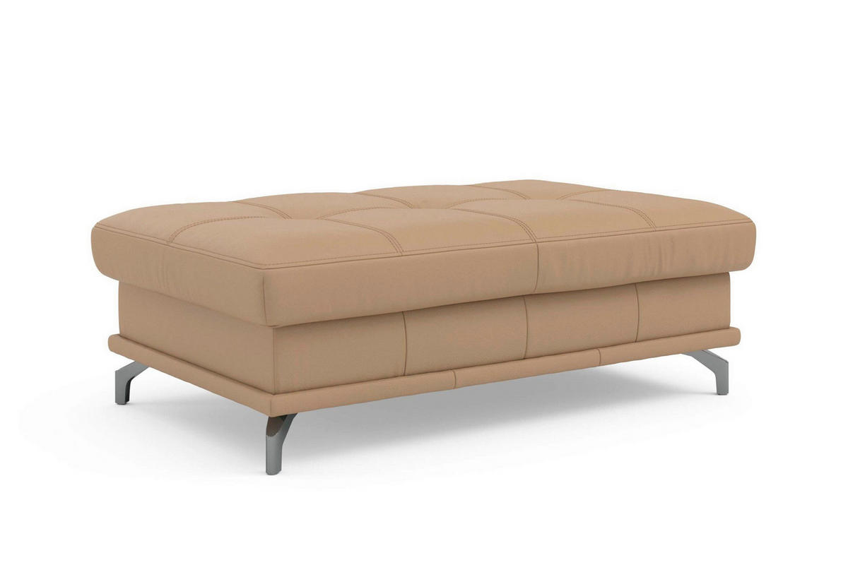 HOCKER COSTELLO E Echtleder Cappuccino  - Schwarz/Cappuccino, Basics, Leder/Metall (133/47/72cm) - Sit & More