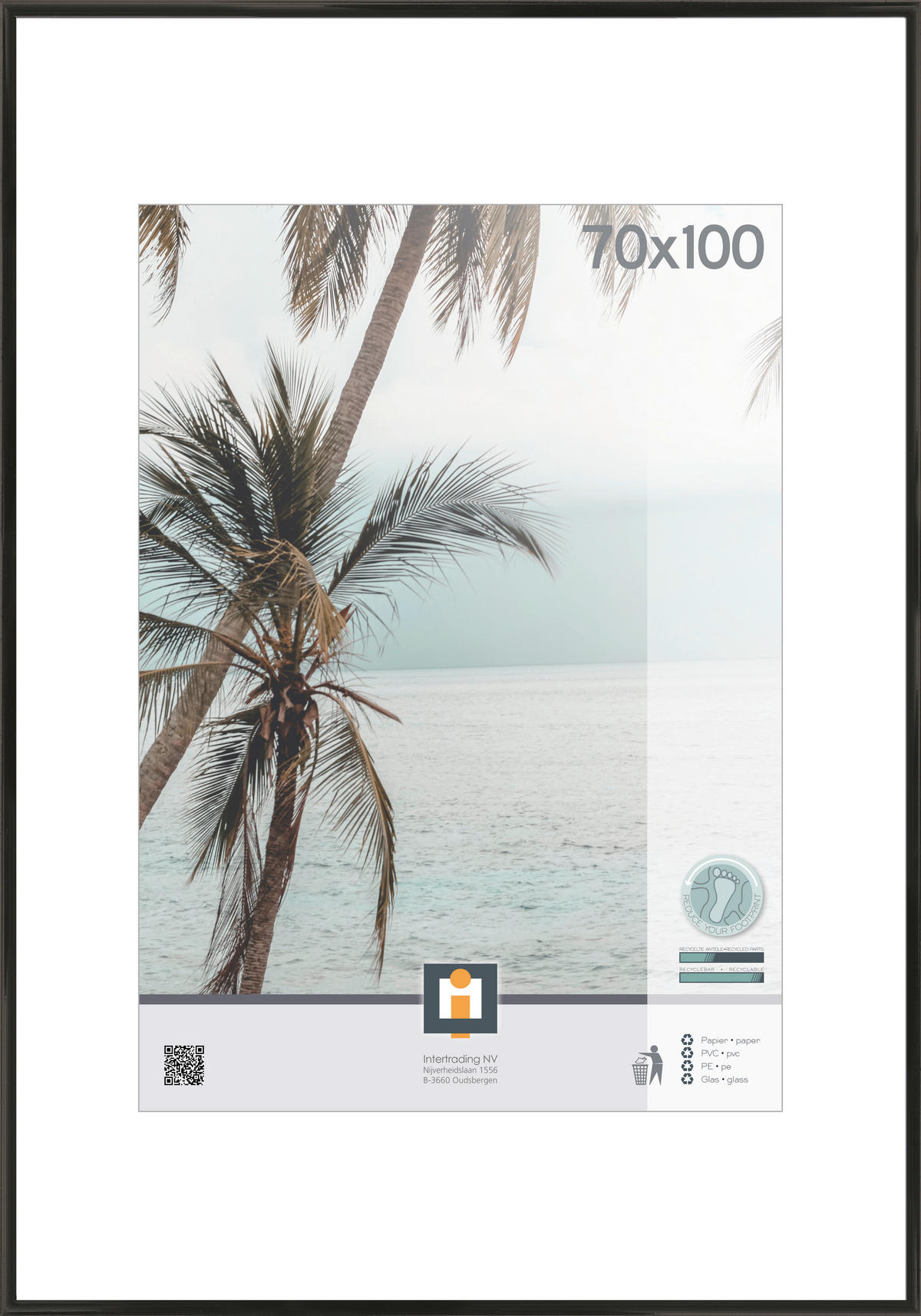 RÁM NA OBRAZY, 1 foto 70 cm x 100 cm - čierna, Basics, plast/sklo (101/71cm)