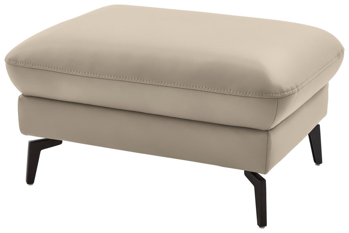 ECKSOFA in Echtleder Ecru  168/281 cm  - Ecru/Schwarz, Natur, Leder/Metall (168/281cm) - Valdera