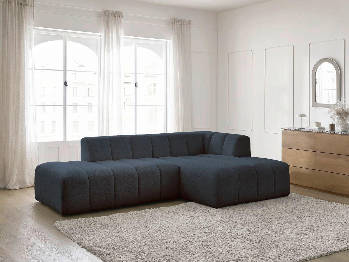 ECKSOFA  ANNECY Dunkelblau Bouclé  - Schwarz/Dunkelblau, MODERN, Kunststoff/Textil (262/170cm)