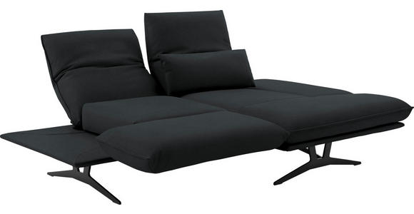 ECKSOFA in Echtleder Grau  - Schwarz/Grau, Design, Leder/Metall (210/130cm) - Dieter Knoll