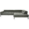 ECKSOFA in Feincord Olivgrün  311/219 cm  - Schwarz/Olivgrün, KONVENTIONELL, Textil/Metall (311/219cm) - Hom`in