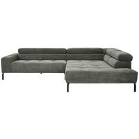 ECKSOFA Olivgrün Feincord  - Schwarz/Olivgrün, KONVENTIONELL, Textil/Metall (311/219cm) - Hom`in