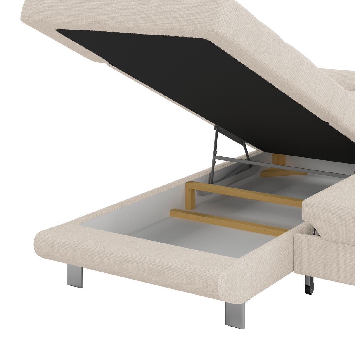 ECKSOFA in Drell Perlmutt  - Perlmutt, Modern, Textil/Metall (230/270cm) - MID.YOU