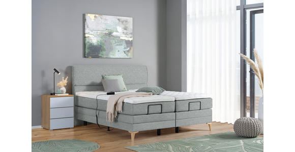 BOXSPRINGBETT 180/200 cm in Grau - Eichefarben/Grau, KONVENTIONELL, Holz/Textil (180/200cm) - Voleo
