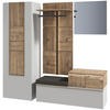GARDEROBE 4-teilig  in 208/194/42,9 cm  - Wildeiche/Weiß, Design, Glas/Holz (208/194/42,9cm) - Voglauer