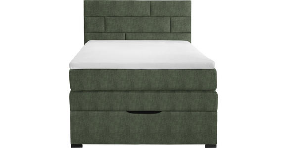 BOXSPRINGBETT 120/200 cm in Olivgrün - Wengefarben/Olivgrün, KONVENTIONELL, Holz/Textil (120/200cm) - Carryhome