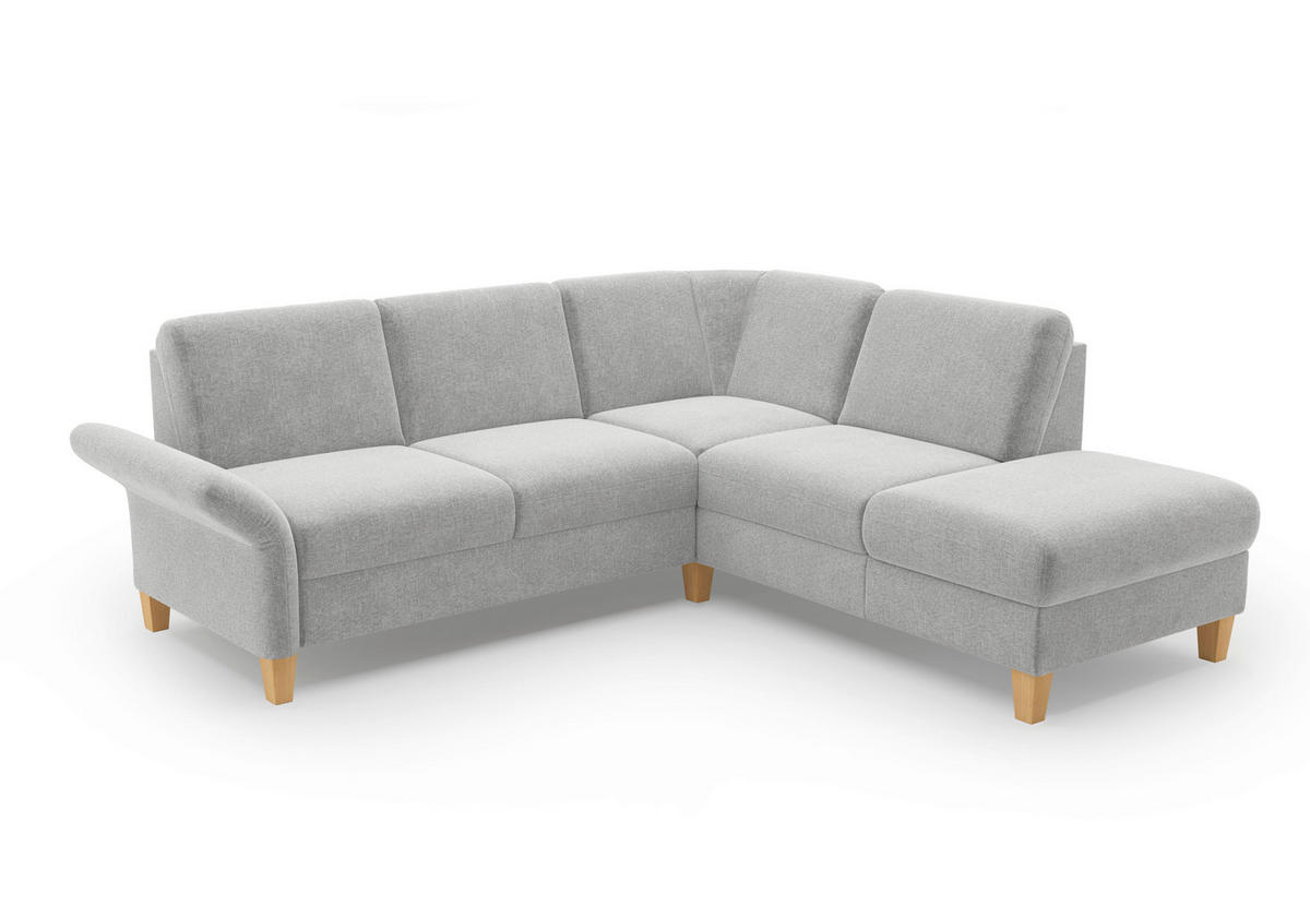 ECKSOFA ROCHELLE E Hellgrau Flachgewebe  - Eichefarben/Hellgrau, KONVENTIONELL, Holz/Textil (240/216cm) - Sit & More
