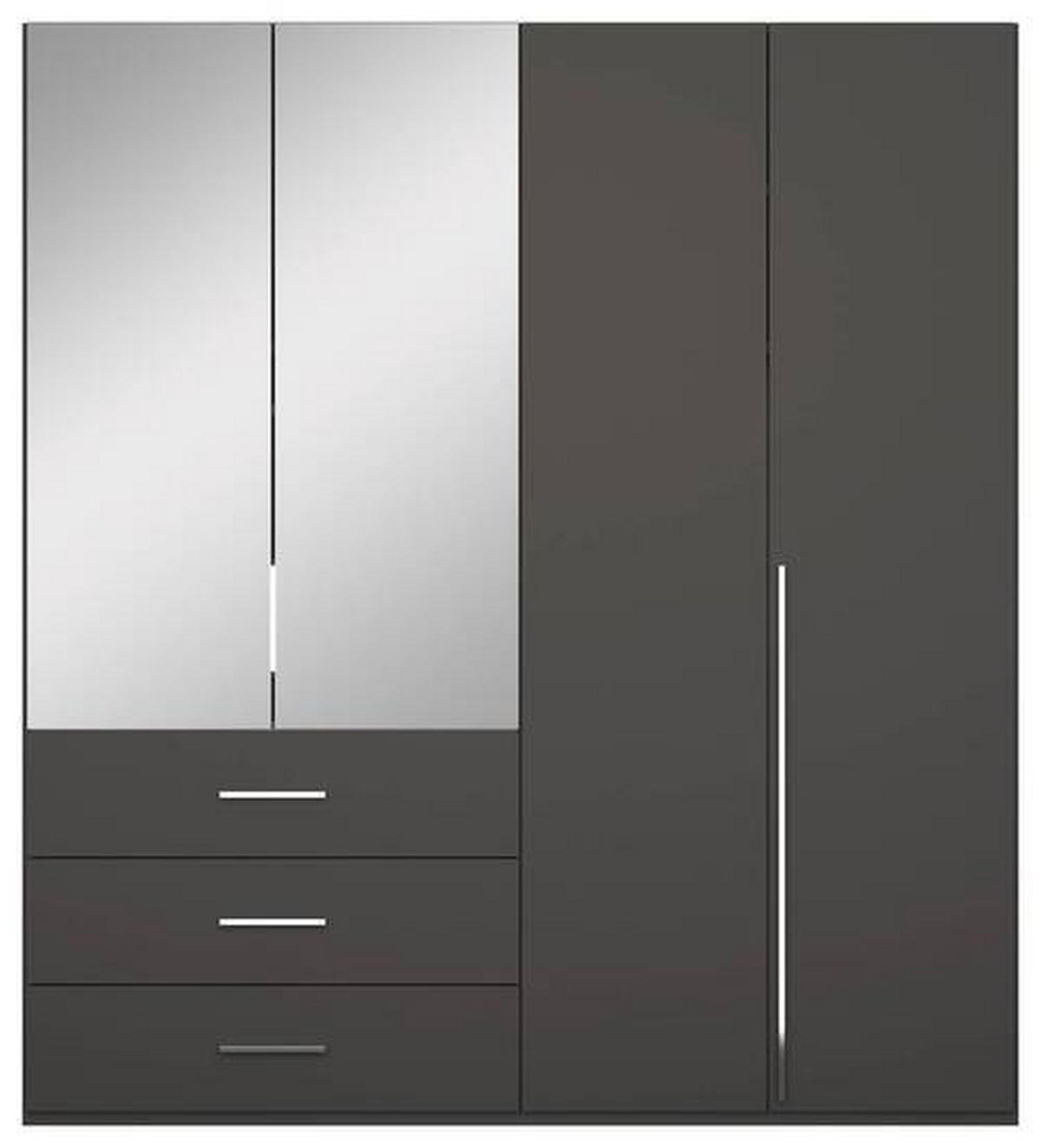 DREHTÜRENSCHRANK 201/223/60 cm 4-türig Graphitfarben  - Chromfarben/Graphitfarben, Design, Glas/Holzwerkstoff (201/223/60cm) - home24