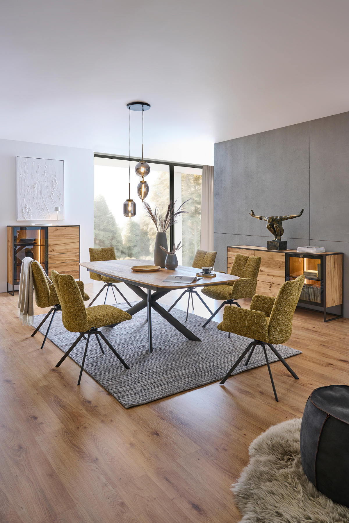 ESSTISCH in Holz, Metall 160/100/76 cm  - Eichefarben/Graubraun, Design, Holz/Metall (160/100/76cm) - Venjakob