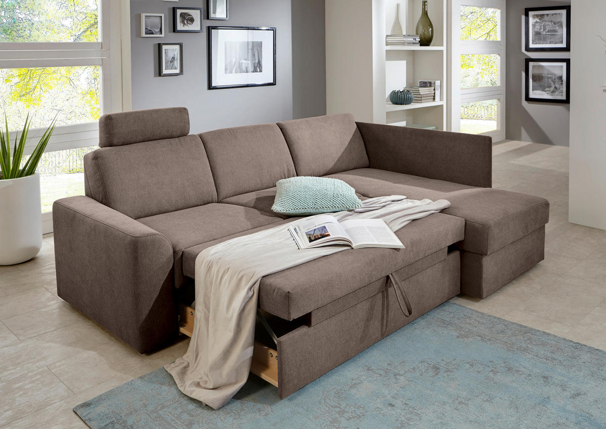 ECKSOFA in Mikrofaser Braun  - Schwarz/Braun, Konventionell, Textil (224/165cm) - Xora