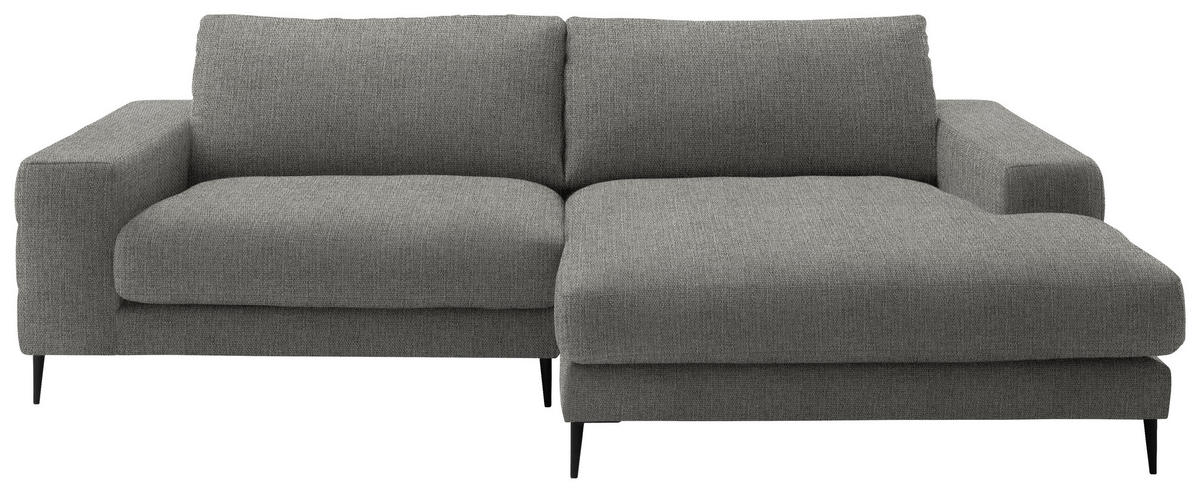 ECKSOFA in Flachgewebe Hellgrau  - Hellgrau/Schwarz, Design, Textil/Metall (253/177cm) - Dieter Knoll
