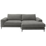 ECKSOFA  in Flachgewebe Hellgrau  253/177 cm  - Hellgrau/Schwarz, Design, Textil/Metall (253/177cm) - Dieter Knoll