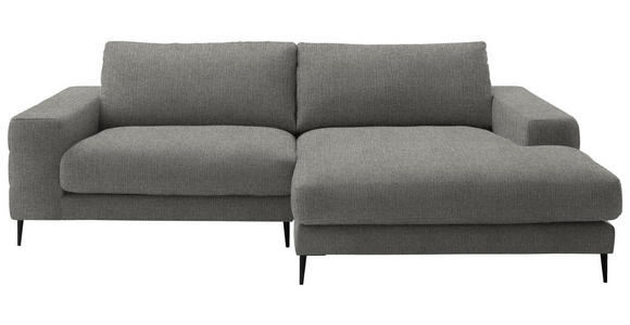 ECKSOFA  in Flachgewebe Hellgrau  253/177 cm  - Hellgrau/Schwarz, Design, Textil/Metall (253/177cm) - Dieter Knoll