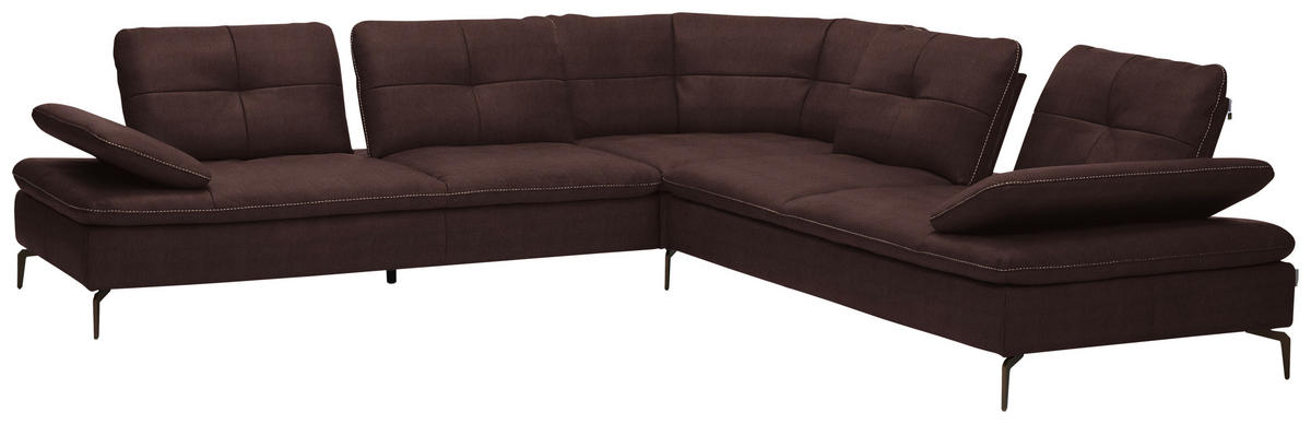 ECKSOFA in Echtleder Dunkelbraun  - Hellbraun/Dunkelbraun, Design, Leder/Metall (298/298cm) - Chilliano