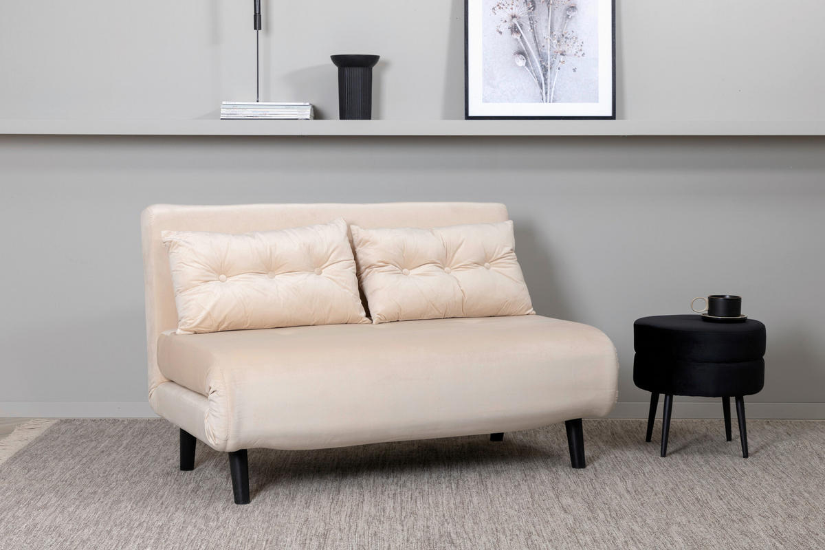 SCHLAFSOFA in Textilgeflecht Creme  - Creme, Design, Textil/Metall (120/88/80cm) - Livetastic