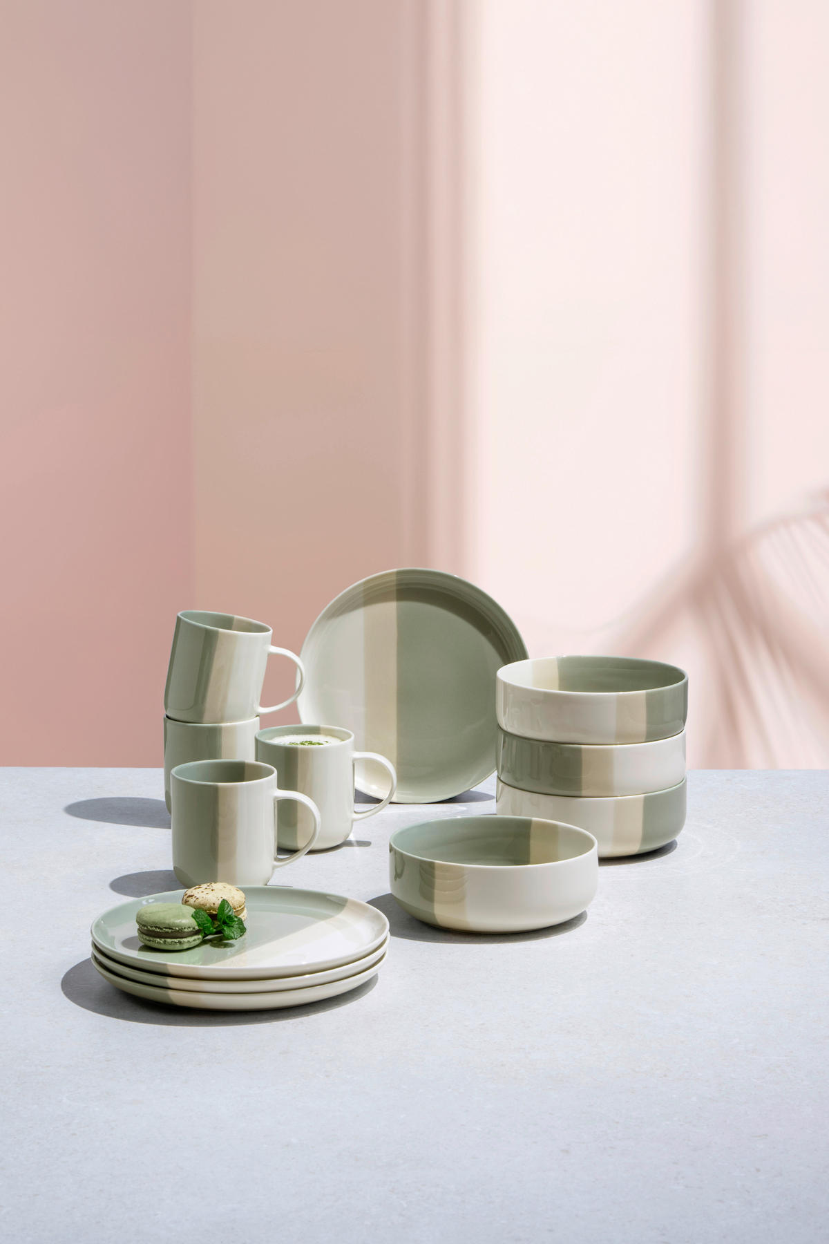 FRÜHSTÜCKSSET PastelPop Green 12-teilig  - Salbeigrün/Beige, Basics, Keramik - Villeroy & Boch