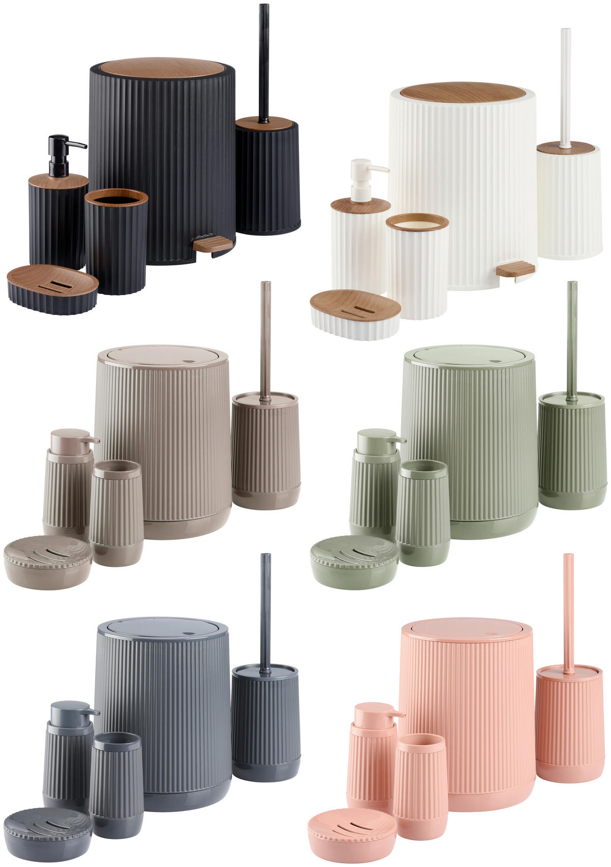 BAD-ACCESSOIRE-SET Kunststoff  - Schwarz/Braun, Design, Kunststoff - Novel