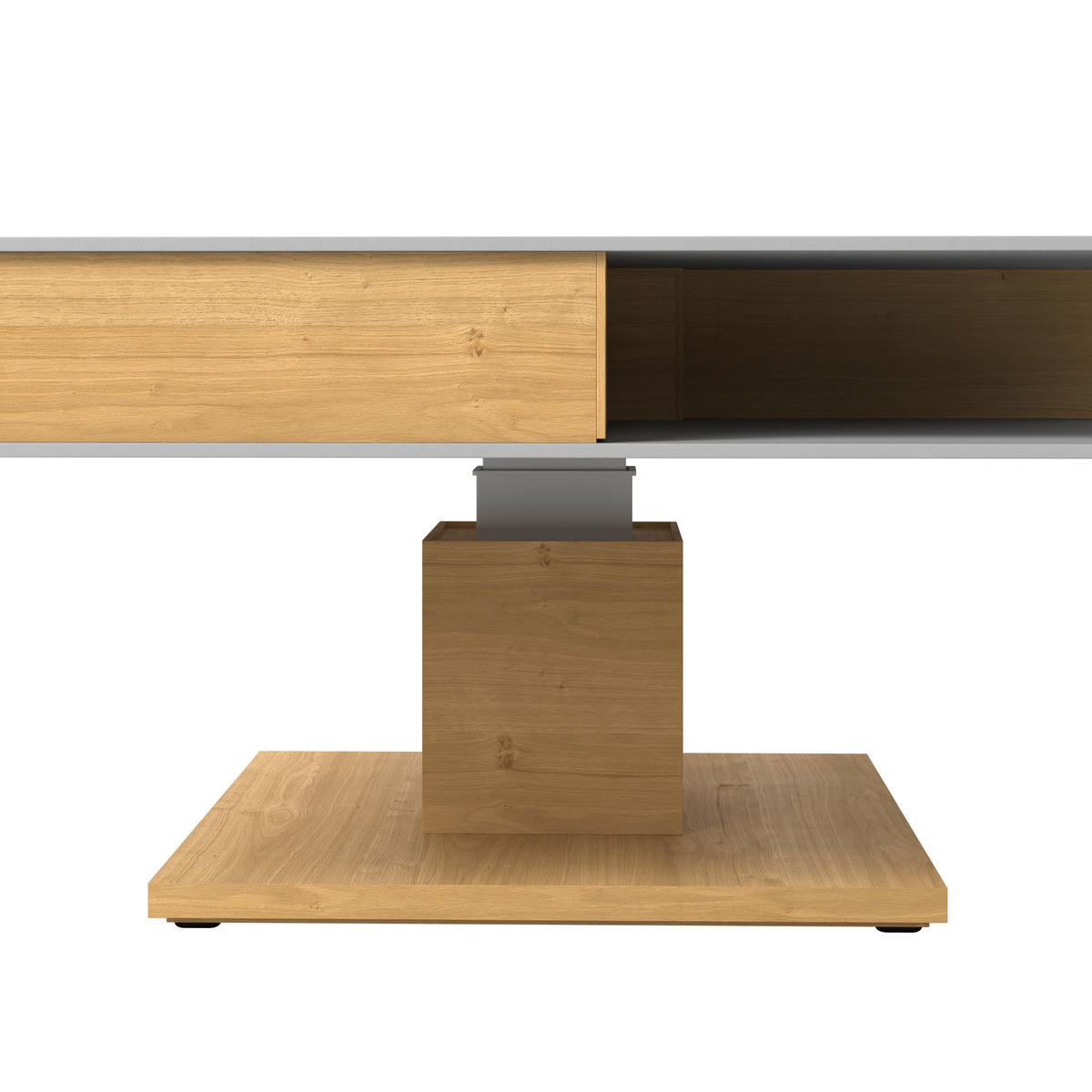 COUCHTISCH Wildeiche furniert Farbglas 90/90/35,5 cm quadratisch Grau, Eichefarben  - Eichefarben/Grau, Design, Glas/Holz (90/90/35,5cm) - Voglauer