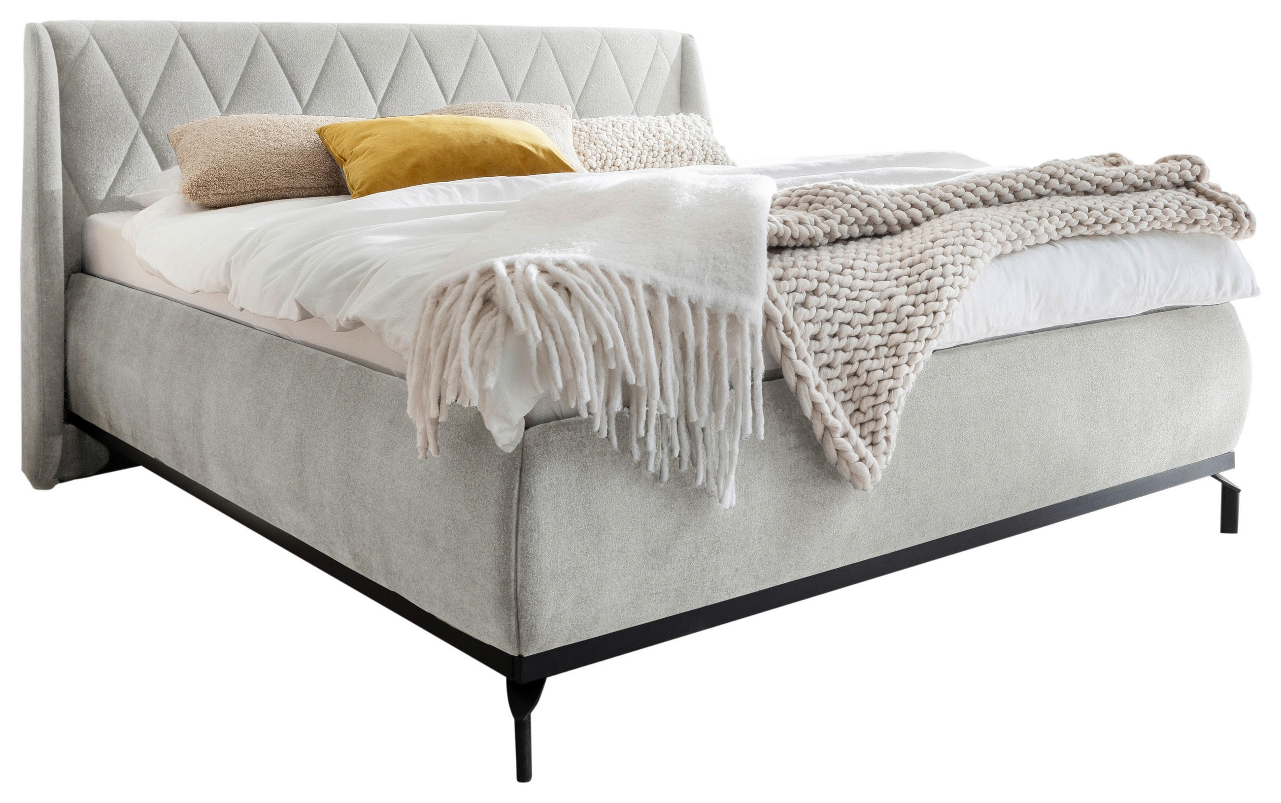 PAT TAPIțAT 180/200 cm  in taupe  - taupe/negru, Modern, metal/textil (180/200cm) - MID.YOU