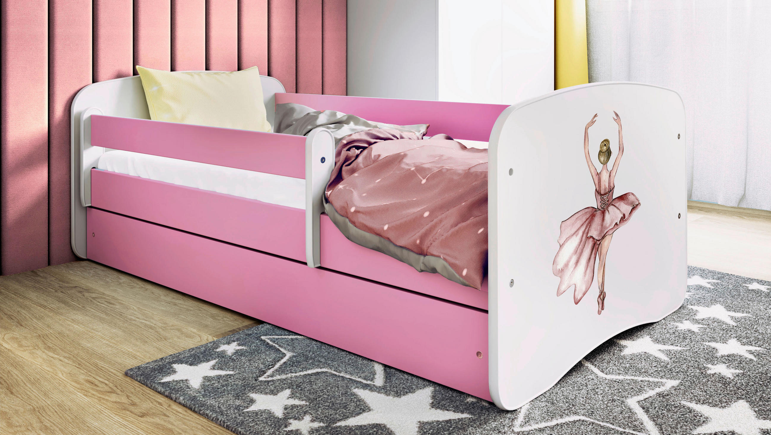 Mid.you Kinder-/Juniorbett Babydreams Weiß, Pink 80x160 cm