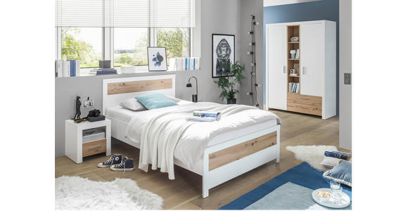 JUGENDZIMMER - Weiß/Eiche Artisan, KONVENTIONELL, Holzwerkstoff (120/200cm) - Xora