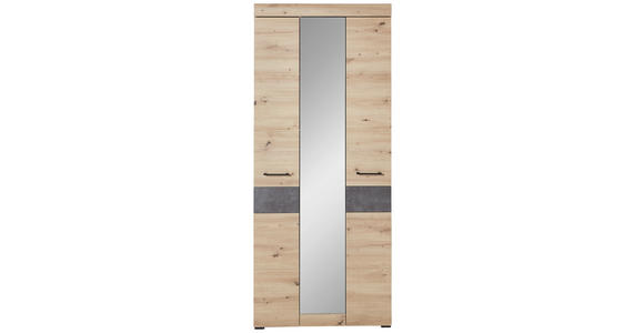 GARDEROBE 282/201/40 cm  - Eiche Artisan/Grau, Design, Glas/Holzwerkstoff (282/201/40cm) - Voleo