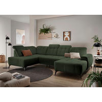 WOHNLANDSCHAFT SANO in Cord Dunkelgrün  - Dunkelgrün/Schwarz, MODERN, Textil/Metall (200/337/180cm) - Livetastic