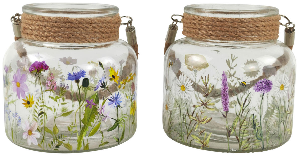 SVIJEĆNJAK ČAŠA - ljubičasta/prozirno, Lifestyle, staklo/tekstil (12/12cm)