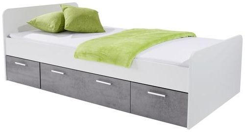 STAURAUMBETT 90/200 cm  in Weiß, Dunkelgrau  - Dunkelgrau/Weiß, KONVENTIONELL, Holzwerkstoff (90/200cm) - MID.YOU