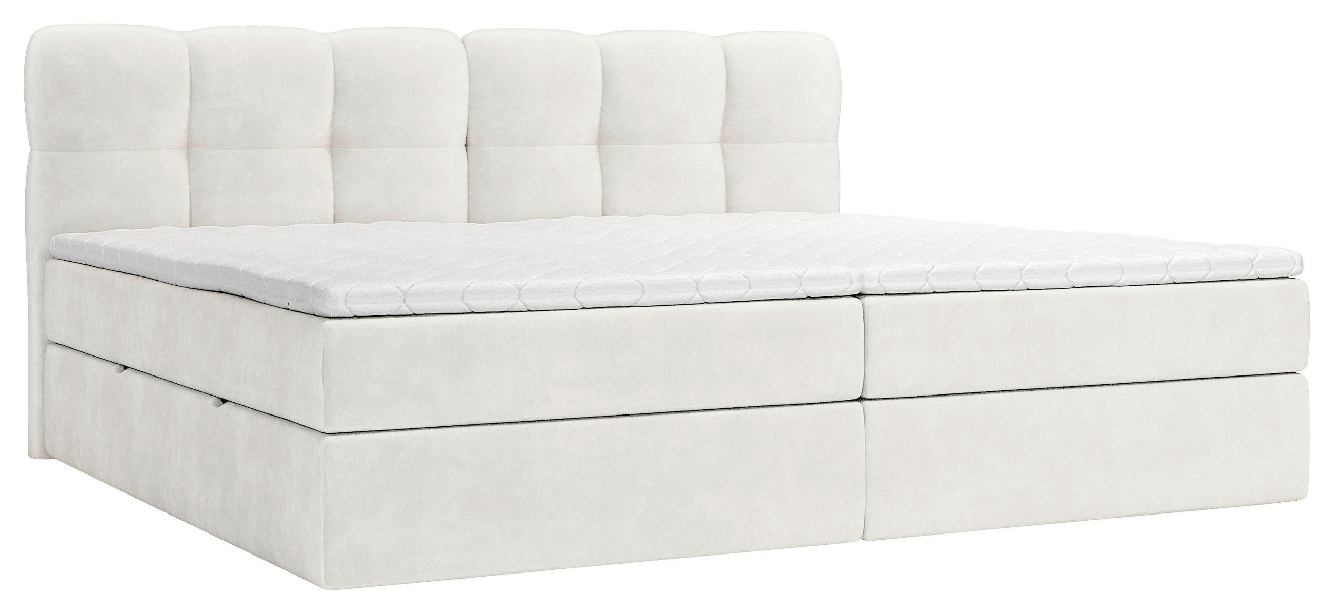 BOXBETT 240/200 cm,  in Creme, Matratze, Bettkasten, Topper, H3 = fest  - Creme/Schwarz, KONVENTIONELL, Kunststoff/Textil (240/200cm) - Chameo