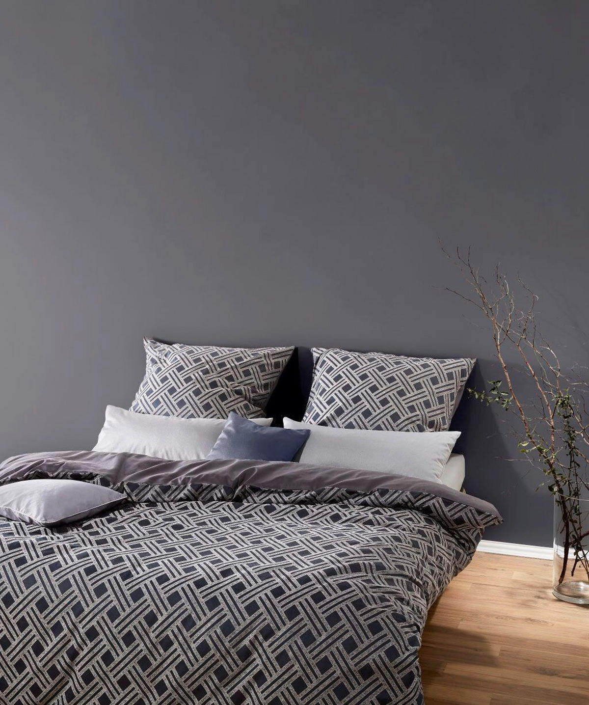 BETTWÄSCHESET Black Premium Damast Damast 200/210 cm  65 cm/65 cm  - Anthrazit, Basics, Textil (200/210cm) - Fleuresse